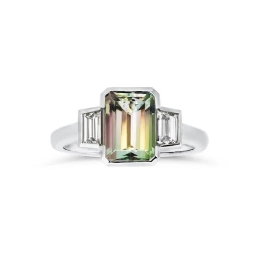 Wyatt-jewellery-bespoke-Bi-coloured-tourmaline-diamond-platinum-art-deco-engagement-ring