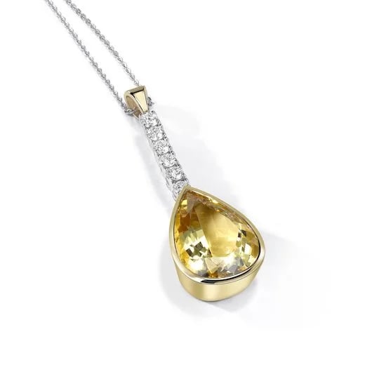 Wyatt-jewellery-bespoke-Heliodore-diamond-drop-pendant-platinum-yellow-gold